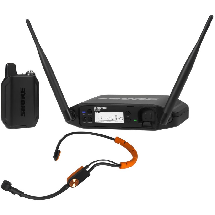 THE GLX-D+ DUAL BAND WIRELESS HEADSET SYSTEM FEATURES THE VERSATILE SM31FH HEADS