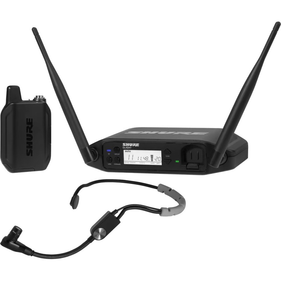 THE GLX-D+ DUAL BAND WIRELESS HEADSET SYSTEM FEATURES THE DURABLE SM35 HEADSET M