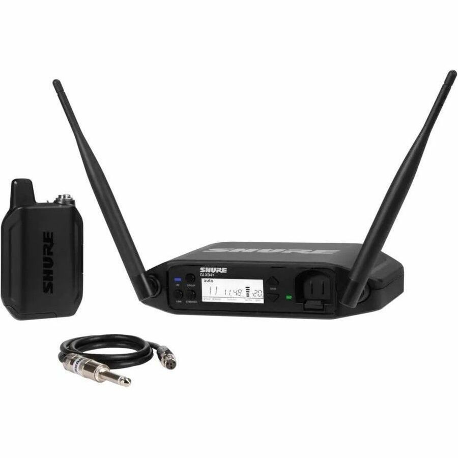 THE GLX-D+ DUAL BAND WIRELESS BODYPACK SYSTEM FEATURES THE WA302 GUITAR CABLE AN
