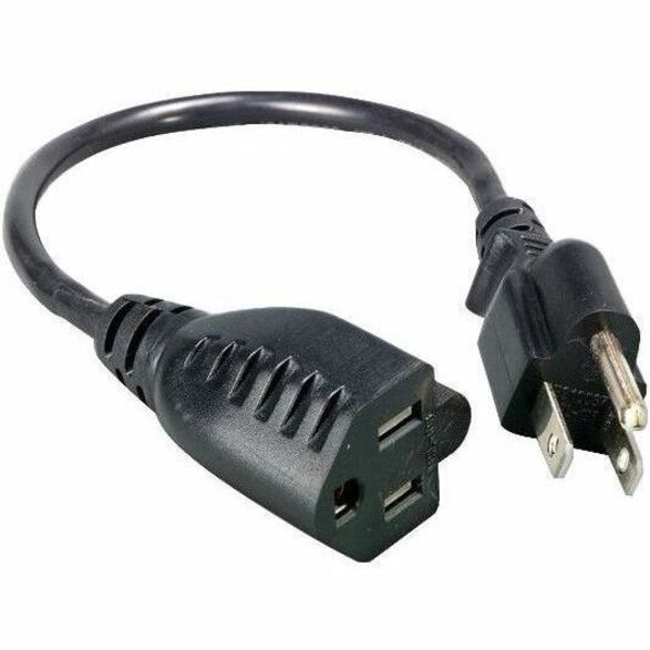 NEMA 5-15P MALE TO NEMA 5-15R FEMALE 14/3 AWG 15A 125V BLACK POWER CORD 1FT