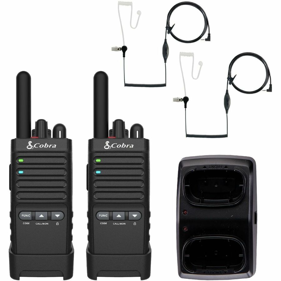 COBRA PRO BUSINESS UNLICENSED FRS RADIO 2-PACK WITH SURVEILLANCE HEADSETS, DUAL