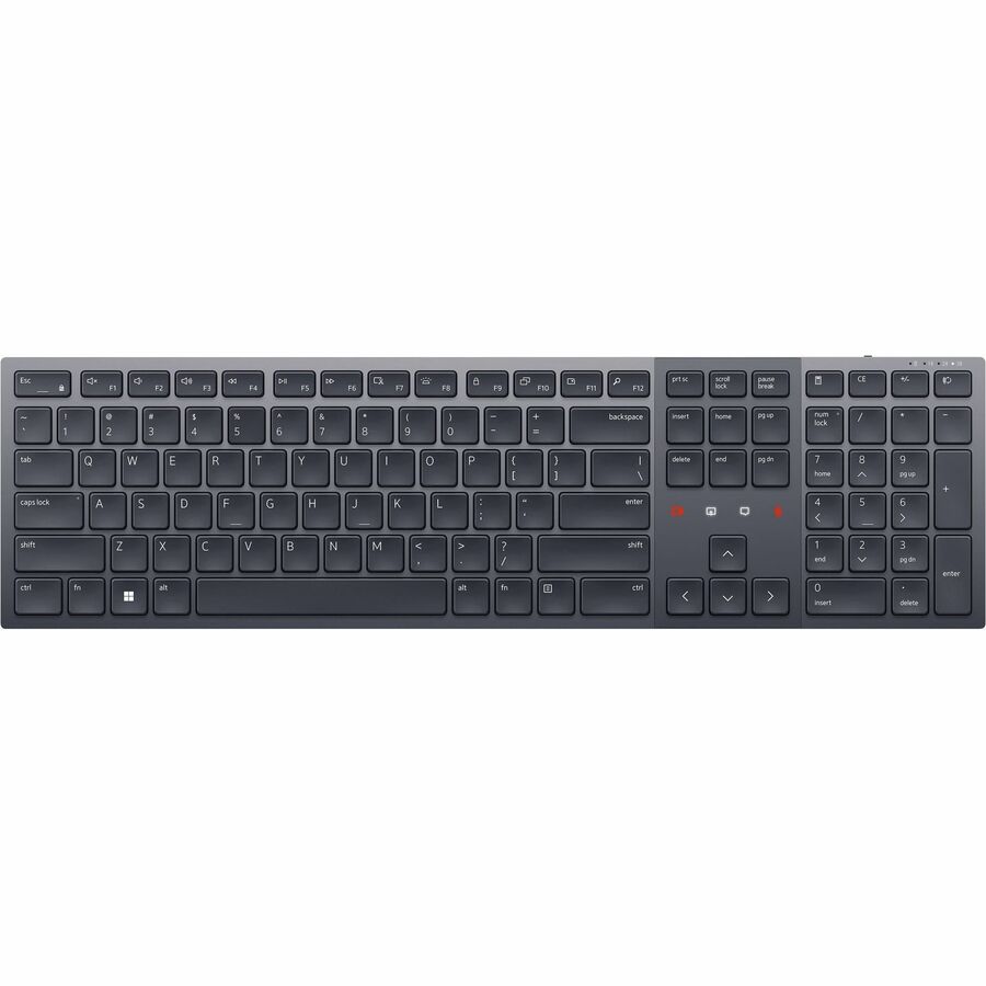 Dell Premier Collaboration Keyboard - KB900 - Wireless Connectivity - Bluetooth/RF - 5.1 - 2.40 GHz - USB Interface - Mute, Screen Sharing, Video On/Off, Search, Desktop, Screen Lock, Play/Pause, Back, Forward, Backlight On/Off, Volume Up, ... Hot Key(s) - French (Canada) - PC, Mac - Scissors Keyswitch