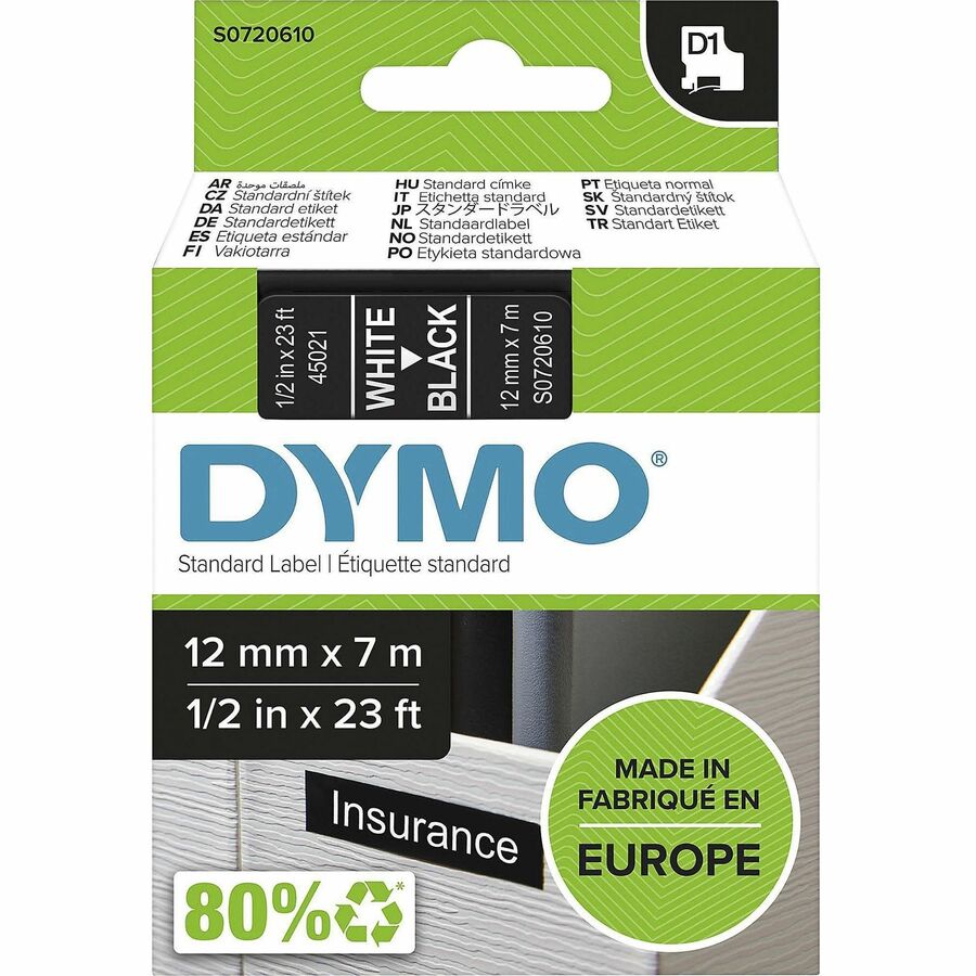 Dy D1 12mmx7m 1/2 X23 Wh/Bk Global
