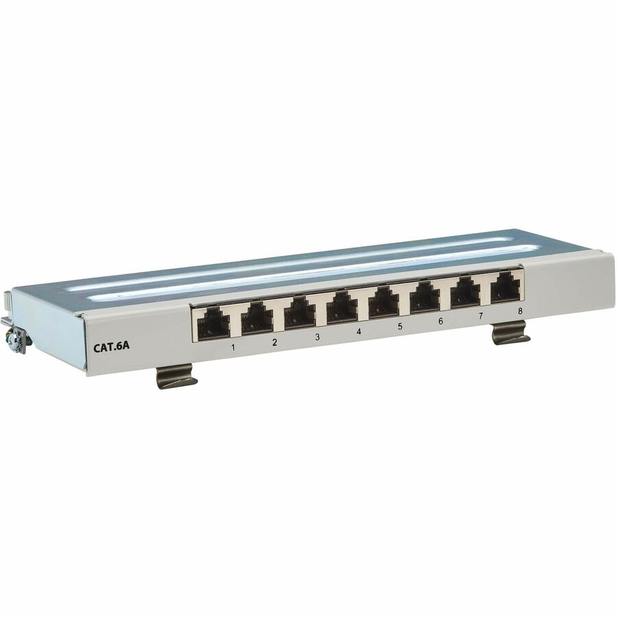 EATON TRIPP LITE SERIES CAT6A STP PATCH PANEL, 8 PORTS, DIN RAIL OR WALL MOUNT,