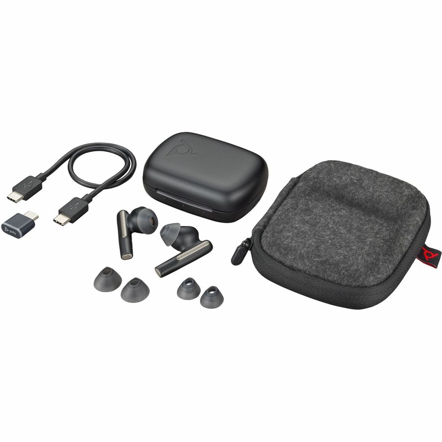 New Poly Voyager Free 60 Uc Black Earbuds +bt700 USB-C Adapter +basic Charge Cas