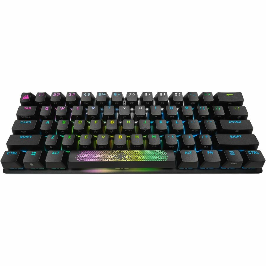 Corsair ProMini K70 Gaming Keyboard - Wired/Wireless Connectivity - Bluetooth - USB 3.0 Type A Interface - RGB LED - 61 Key Windows Lock Key Hot Key(s) - Rugged - Xbox, PlayStation, Smartphone - PC, Mac - Mechanical/MX Keyswitch - Black