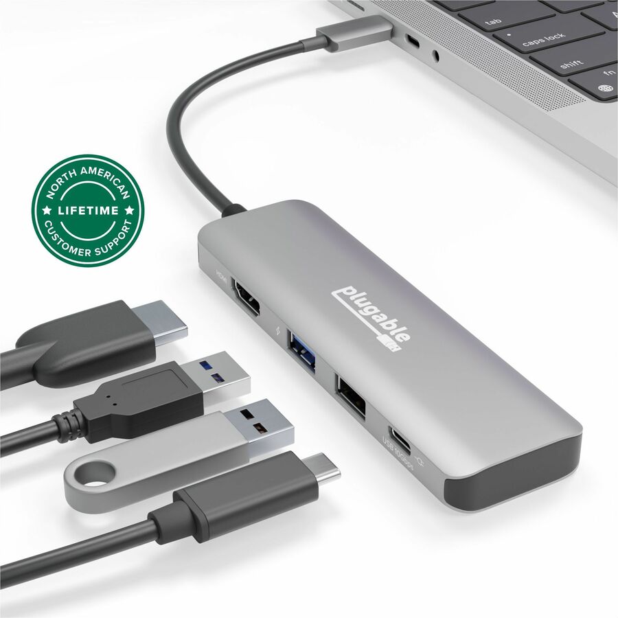 PLUGABLE USB C HUB MULTIPORT ADAPTER, 4 IN 1, 100W PASS THROUGH CHARGING, USB C