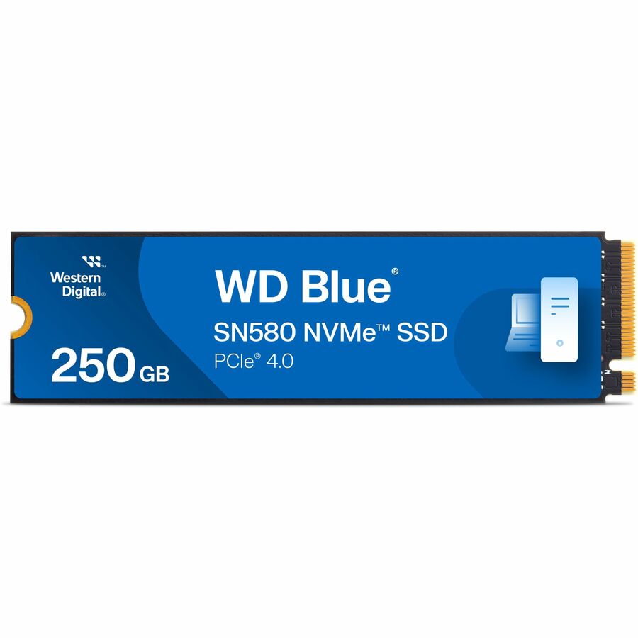 WD Blue SN580 250 Go M.2 NVMe PCI-E 4.0 Lecture : 4000 Mo/s Écriture : 2000 Mo/s (WDS250G3B0E