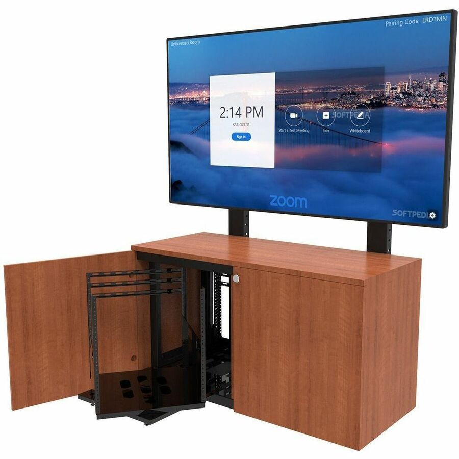 2-BAY AV CABINET INCLUDES DUAL 45-82IN DISPLAY MOUNT, 12RU SLIDING, ROTATING RAC