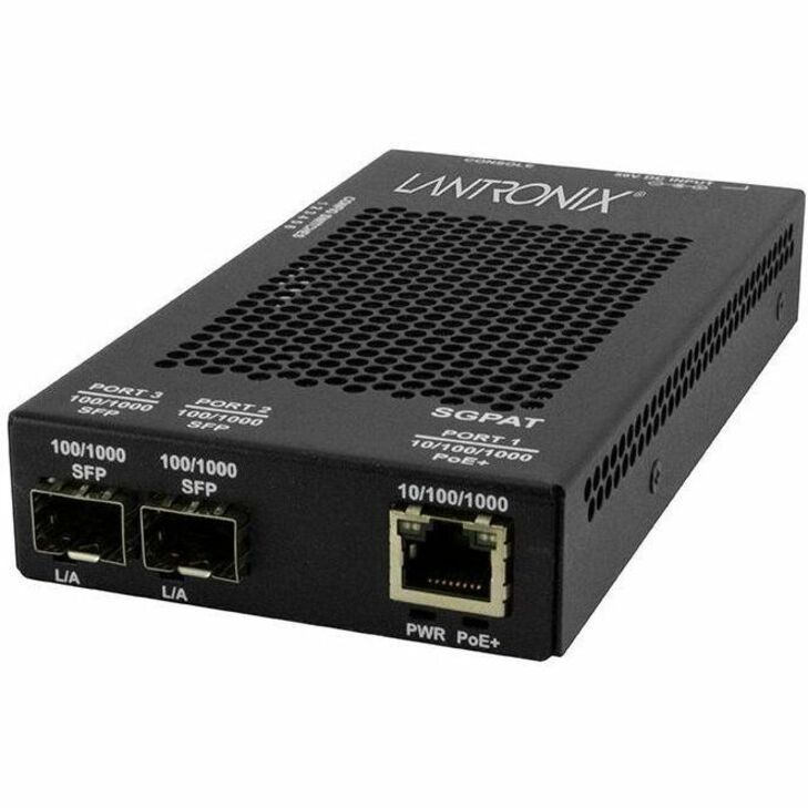 10/100/1000 POE+ RJ-45 TO (2) OPEN DUAL SPEED SFP PORT MEDIA CONVERTER W/ -UK PS