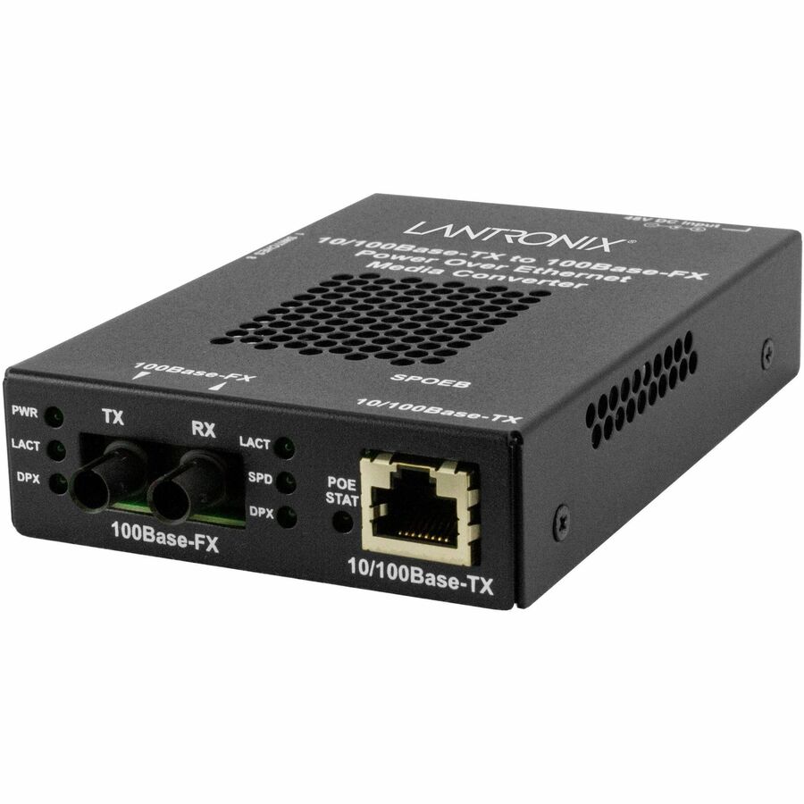 10/100BASE-TX RJ45 POE TO 100BASE-FX, MM ST, 2KM WITH -UK POWER SUPPLY