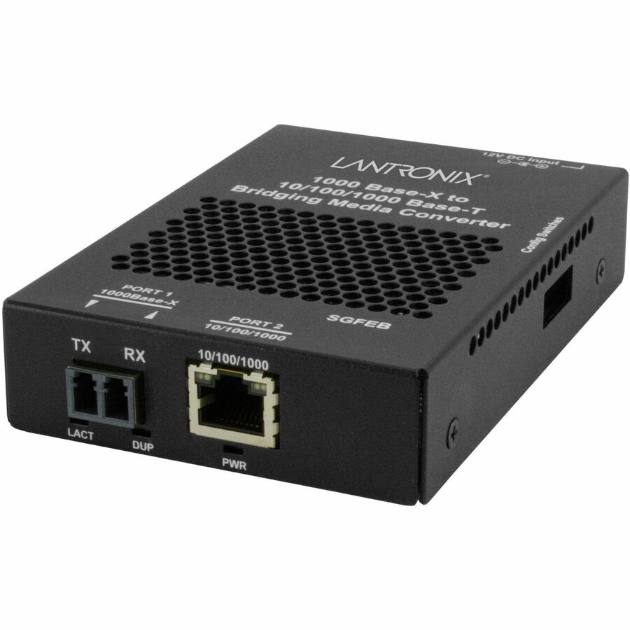 Lantronix SGFEB Series 10/100/1000Base-T to 1000Base-LX Single-Mode LC Media Converter with North America Power Supply