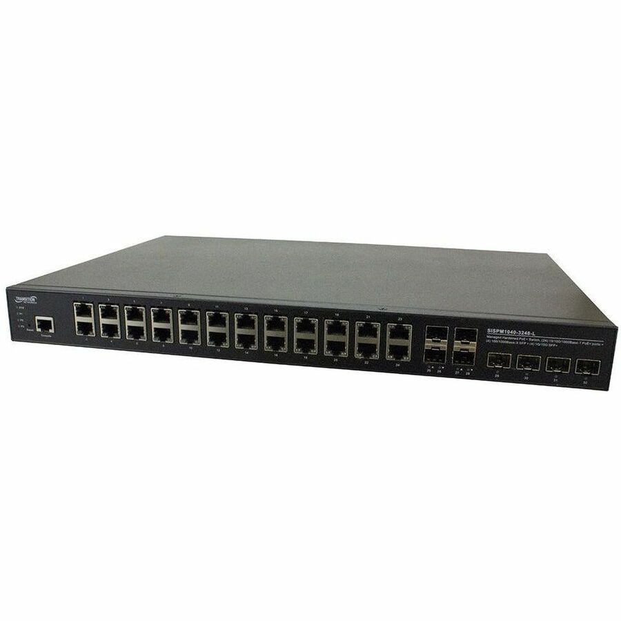 MANAGED HARDENED POE+ SWITCH, (24) 10/100/1000BASE-T POE+, (4) 100/1000 SFP, (4)