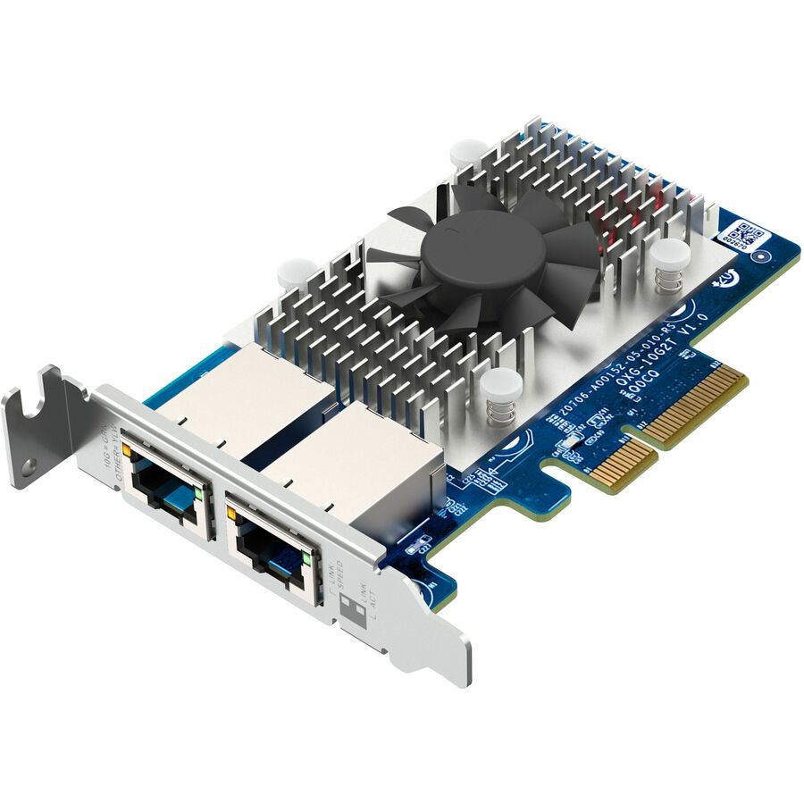 QNAP QXG-10G2T Dual-port, 5-speed 10 GbE (RJ45) Network Expansion Card - PCI Express 3.0 x4 - Marvell AQtion AQC107 - 2 Port(s) - 2 - Twisted Pair - Low-profile Bracket Height - 10GBase-T - Plug-in Card