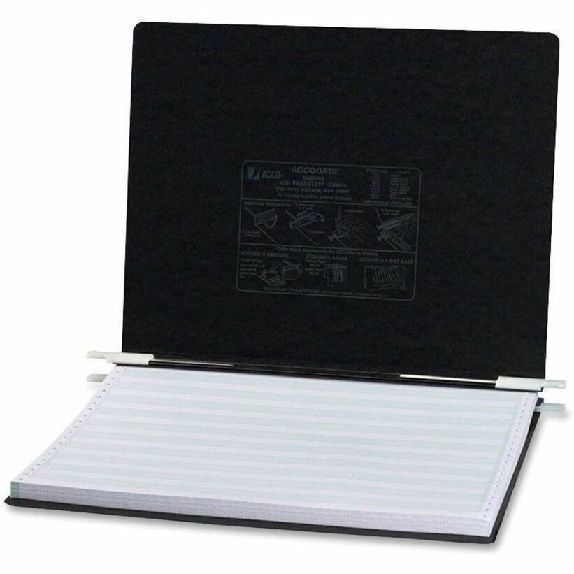 ACCO 14-7/8"x11" Presstex Hanging Data Binder - 6" Binder Capacity - Fastener: Post - Presstex, Acrylic, Nylon - Black - Hook, Water Resistant, Retractable Filing Hooks, Flexible, Hanging System, Embossed, Moisture Resistant - 1 Each
