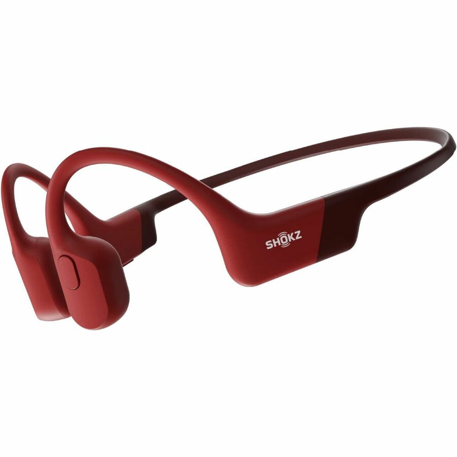 Écouteurs sans fil SHOKZ OpenRun, rouges | Bluetooth | Conduction osseuse de 8ème génération & design à oreille ouverte avec microphone | Étanches IP67 (non adaptés à la natation) | Autonomie de batterie de 8 heures & recharge rapide