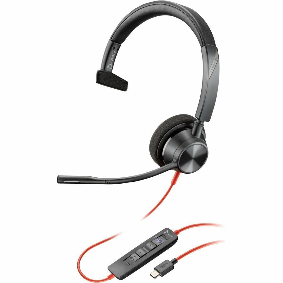 POLY BLACKWIRE 3310 MONAURAL MICROSOFT TEAMS CERTIFIED USB-C HEADSET +USB-C/A AD