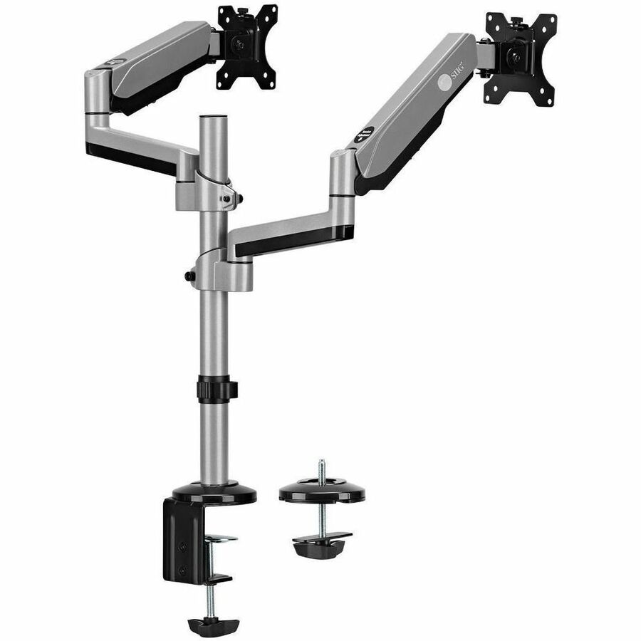 SIIG DUAL MONITOR ARM DESK MOUNT - 17IN - 32IN UP TO 19.8 LBS, GAS SPRING, FULL