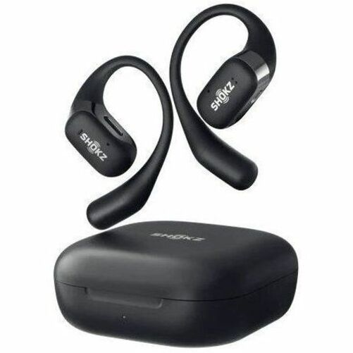 Écouteurs sans fil SHOKZ OpenFit True, noirs | conduction aérienne avec microphone antibruit | conception à oreille ouverte | OpenBass | Résistant à l'eau IP54 | Autonomie de 28 heures
