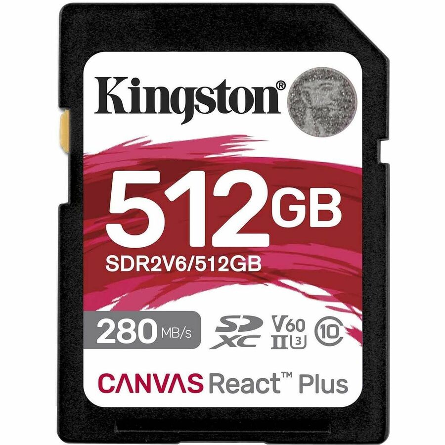 512GB CANVAS REACT PLUS SDXC UHS-II 280R/150W U3 V60 FOR FULL HD/4K