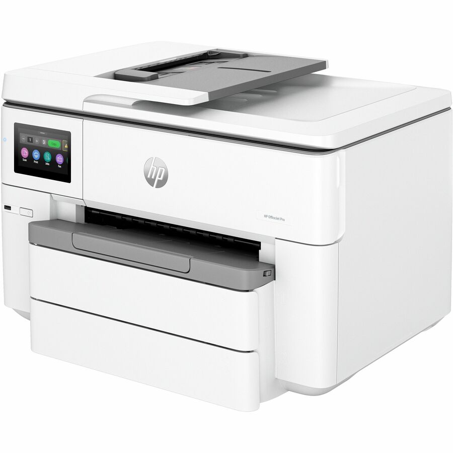 HP OfficeJet Pro 9730e Wireless 3-in-1 Wide Format Color Inkjet Printer - Print/Scan/Copy - Print Speed 22 ppm (Black) / 18 ppm (Color) - 4800 x 1200 dpi Print - Automatic Duplex Print - Up to 30000 Pages Monthly - Input Tray 250 Sheets - Wide Format/Large Format Paper 11"x17" Supported - Color Flatbed/ADF/CIS Scan - 1200 dpi Optical Scan - WiFi/Ethernet/USB  - Win/Mac