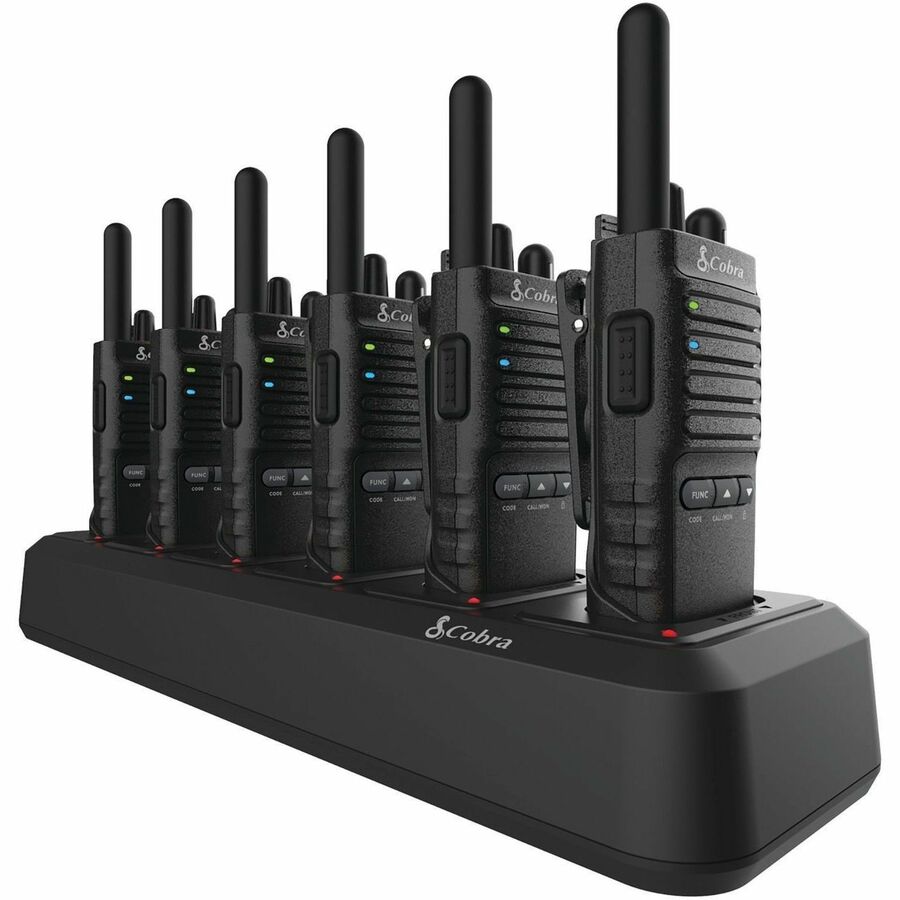 PRO BUSINESS 42-MILE RANGE 2W FRS UNLICENSED TWO-WAY RADIO, 6 PACK, 6-DOCK INCLU