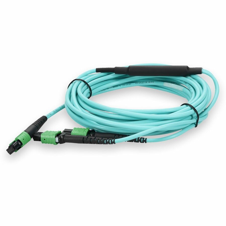 10M MPO/APC TO 2XMPO-12/APC AQUA OM4 LSZH 12-STRAND FIBER PATCH CABLE