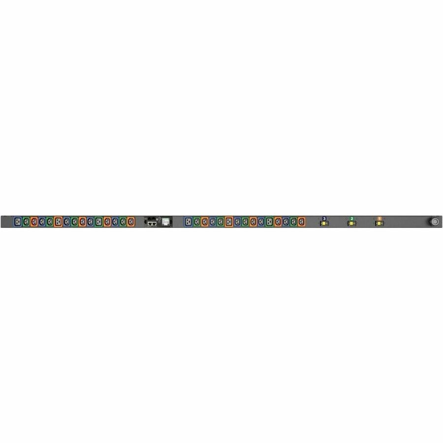 RPDU, MONITORED UNIT LEVEL EC, 30A, 240/415V WYE, 16.6KW, VERTICAL, (24) LOCKING