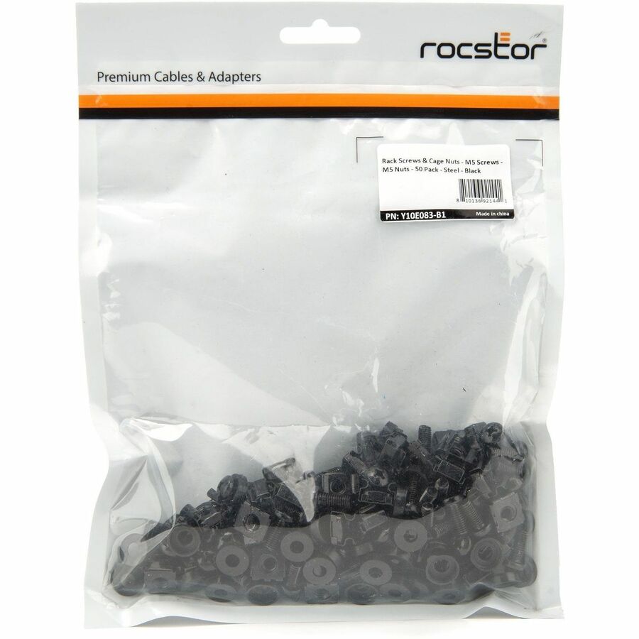 PREMIUM M5 RACK CAGE NUTS - 50 PACK - BLACK -M5 NUTS -20 SETS OF CABINET MOUNTIN