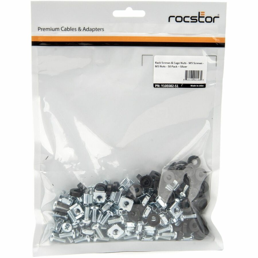 PREMIUM M5 RACK CAGE NUTS - 50 PACK -SILVER -M5 NUTS -20 SETS OF CABINET MOUNTIN
