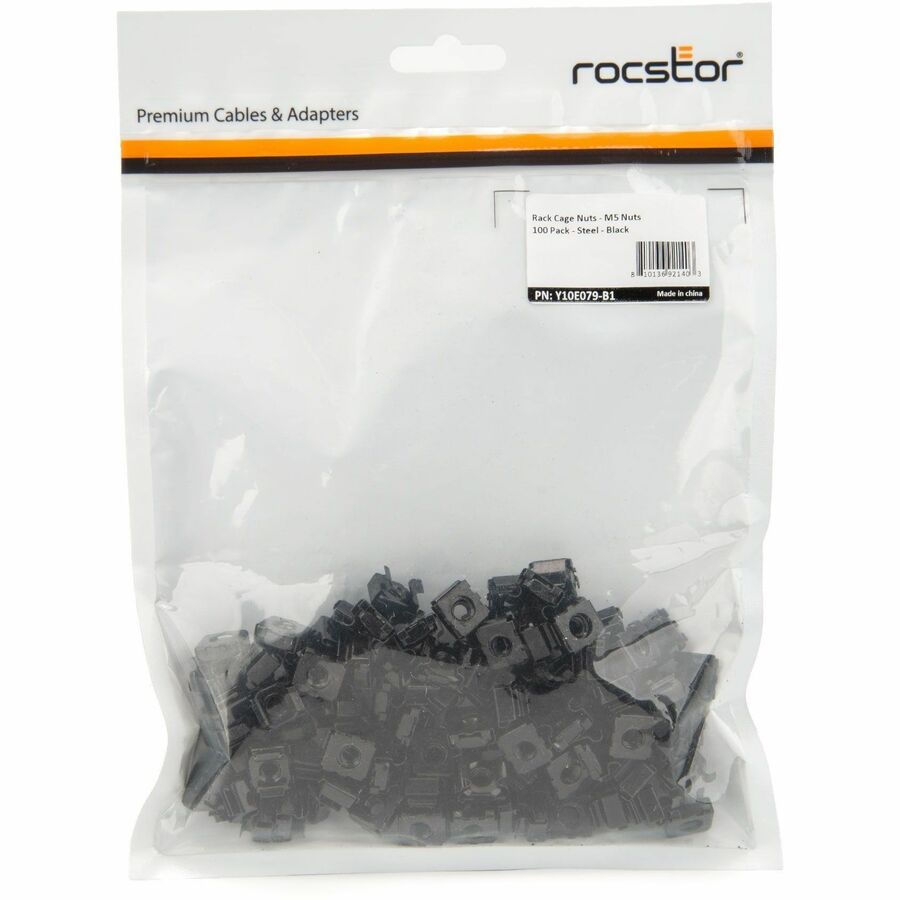 PREMIUM M5 RACK CAGE NUTS -100 PK - BLACK - M5 NUTS -100 SETS OF CABINET MOUNTIN