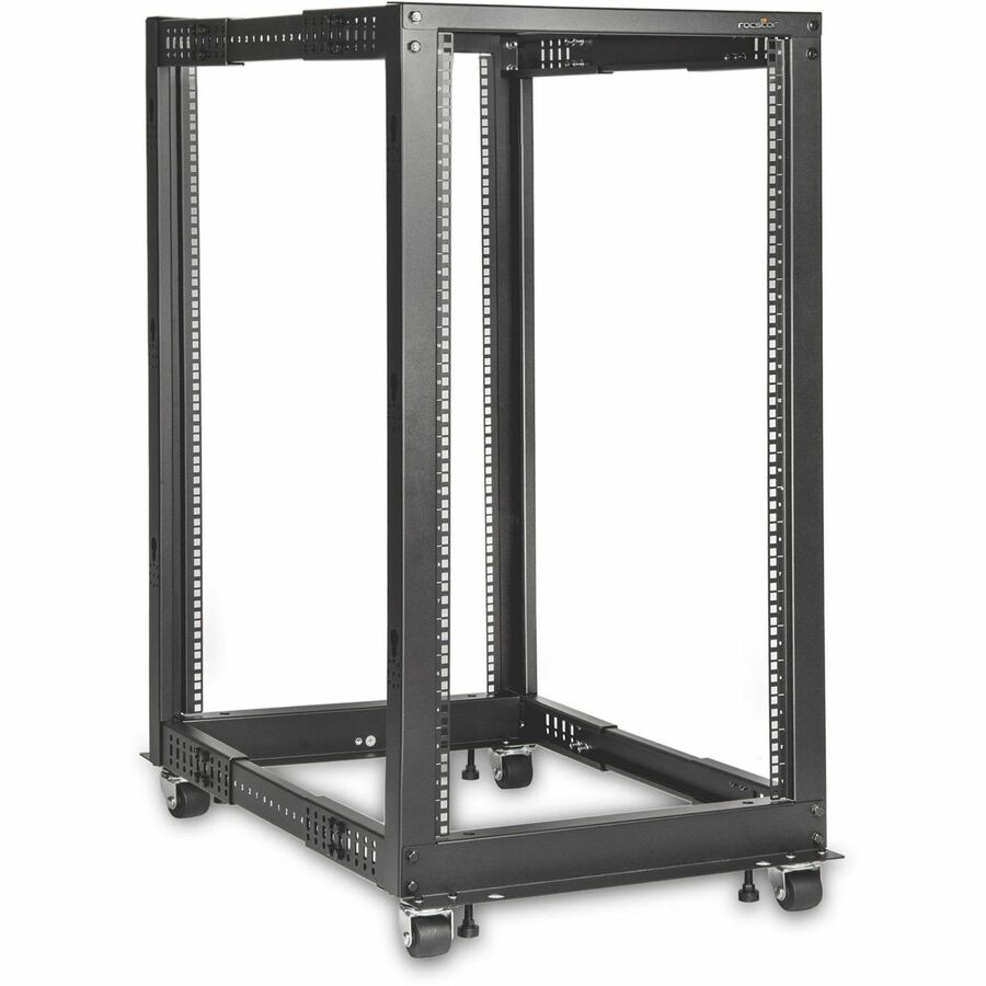 SOLIDRACK 22U ADJUSTABLE DEPTH OPEN FRAME 4 POST RACK W/ CASTERS - INCLUDES CAST