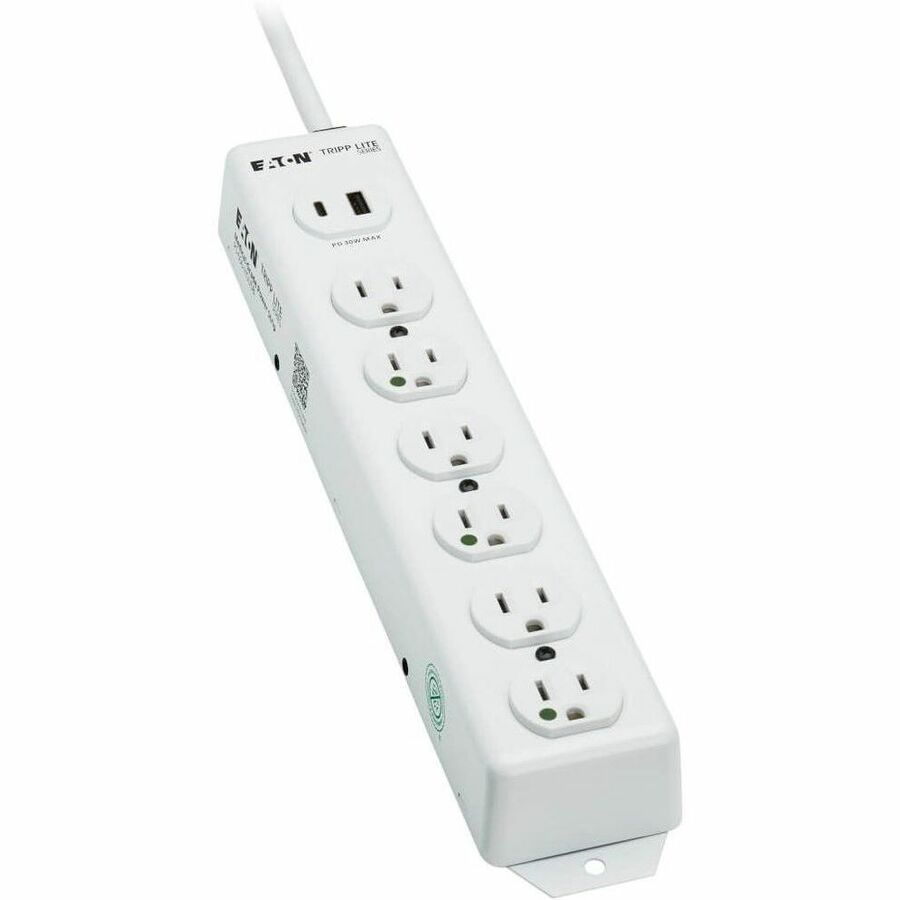 Eaton Tripp Lite Series Safe-It Ul 1363 Medical-Grade Power Strip, 6 Hospital-Grade Outlets, USB Charging, Safety Covers, Antimicrobial, 15 Ft. Cord