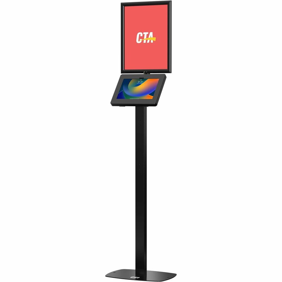THIN PROFILE GRAPHIC SIGN FLOOR STAND WITH SECURITY FOR 9.7-11 TABLETS