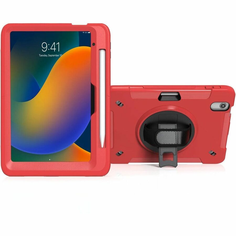 CASE WITH BUILT-IN 360 ROTATABLE GRIP KICKSTAND FOR IPAD 10TH GENERATION (RED)