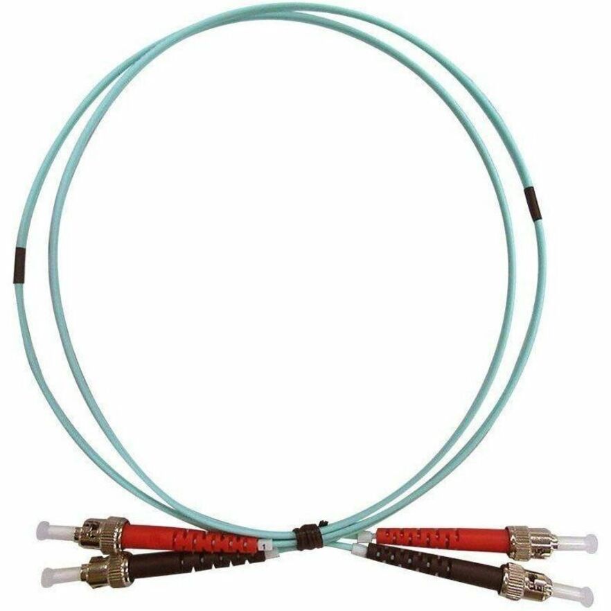 MONOPRICE MULTI-MODE OM4 FIBER OPTIC CABLE - ST-ST UL 3MM 50/125 OFNR DUPLEX AQU