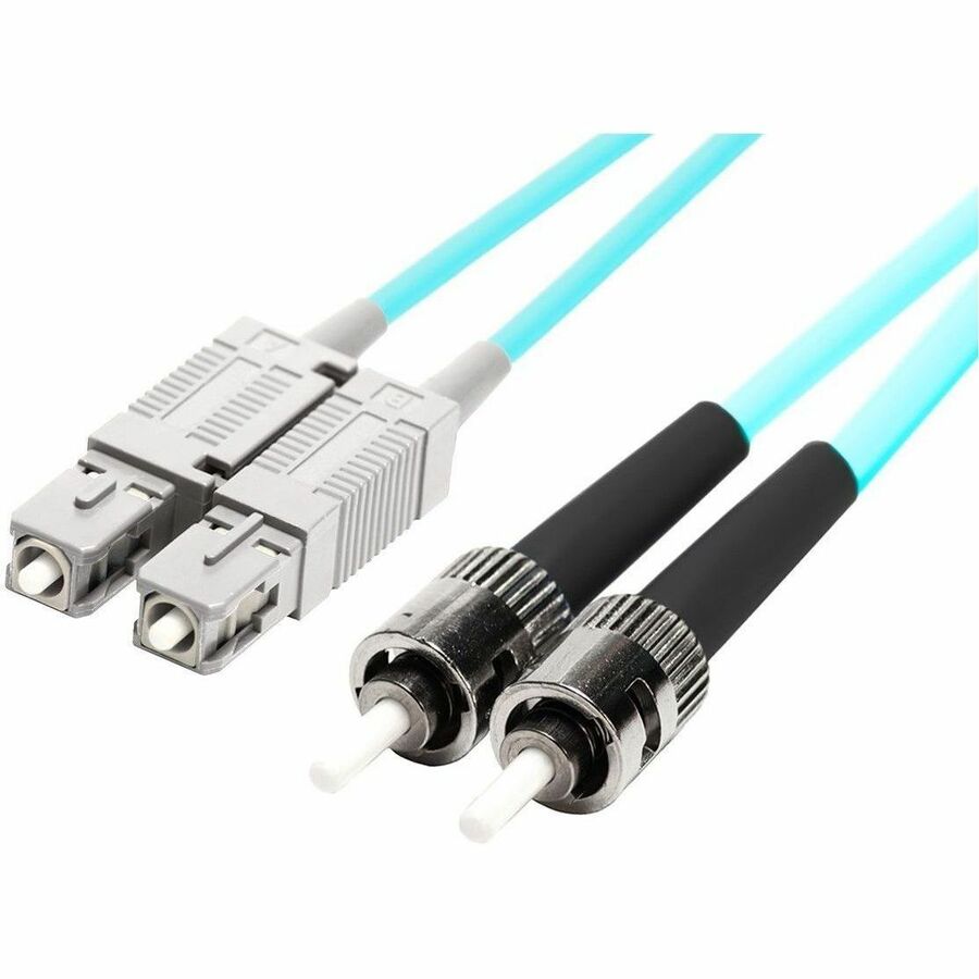 MONOPRICE MULTI-MODE OM4 FIBER OPTIC CABLE - SC-ST UL 3MM 50/125 OFNR DUPLEX AQU