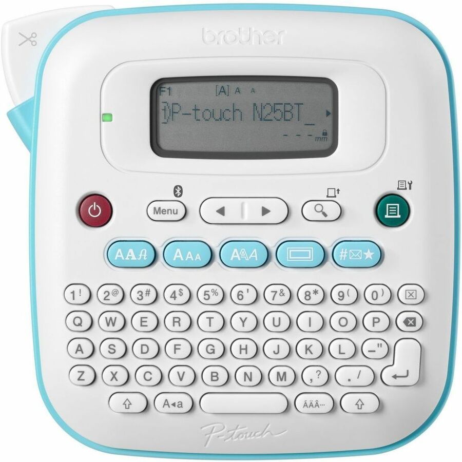 Brother P-touch PT-N25BT - Thermal Transfer - 0.47 in/s (12 mm/s) Mono - 3 Fonts - 3 Font Size - 7 Text Style - 180 dpi - Label - 0.47" (11.94 mm) - Battery - 6 Batteries Supported - AAA - White, Teal - Handheld, Desktop - Handheld - QWERTY, Manual Cutter