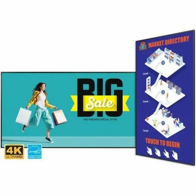 PLANAR SLP75, 75IN UHD DISPLAY, 500 NIT, 24X7, SPEAKERS, LANDSCAPE & PORTRAIT. E