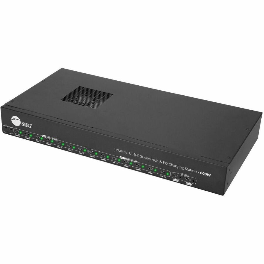 SIIG 16-PORT INDUSTRIAL 600W USB-C CHARGING STATION HUB 5 GBPS DATA TRANSFER, 1