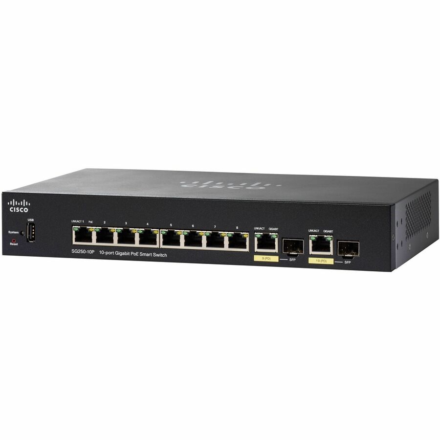 CISCO SG250-10P 10-PORT GIGABIT POE SWITCH REMANUFACTURED