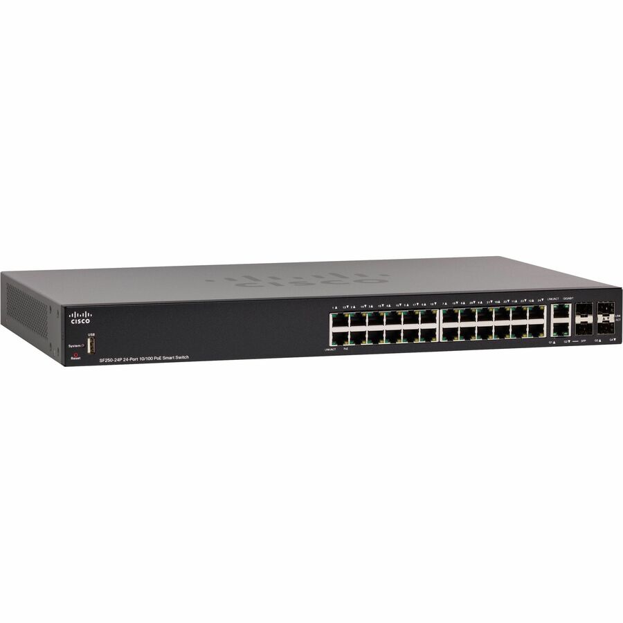 CISCO SF250-24P 24-PORT 10/100 POESMARTSWITCH REMANUFACTURED