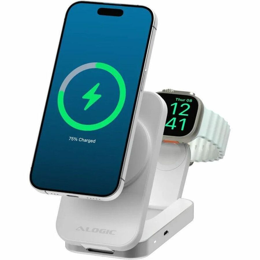 ALOGIC FLIP 2IN1 QI2 WIRELESS CHARGING STAND- WHITE