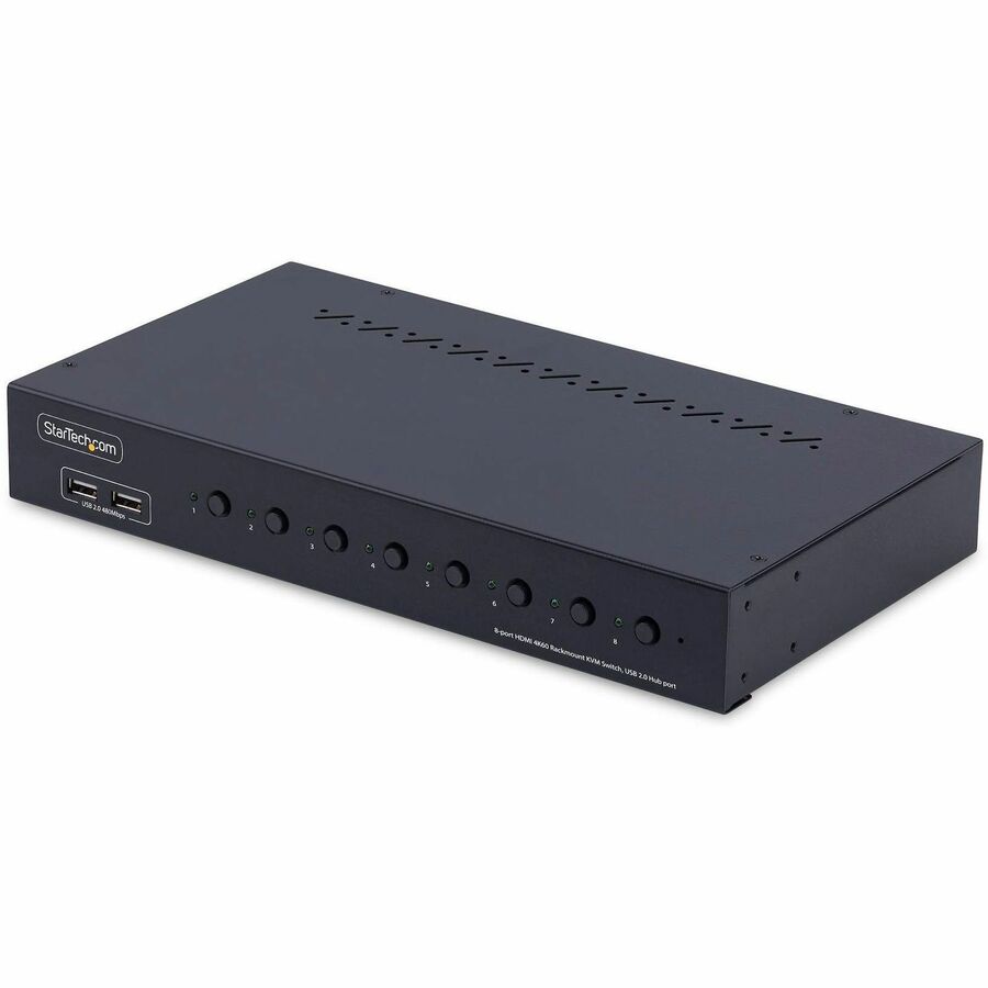 8-PORT HDMI KVM SWITCH WITH 1U RACK MOUNT KIT, 4K 60HZ HDMI 2.0, PUSH-BUTTON & H