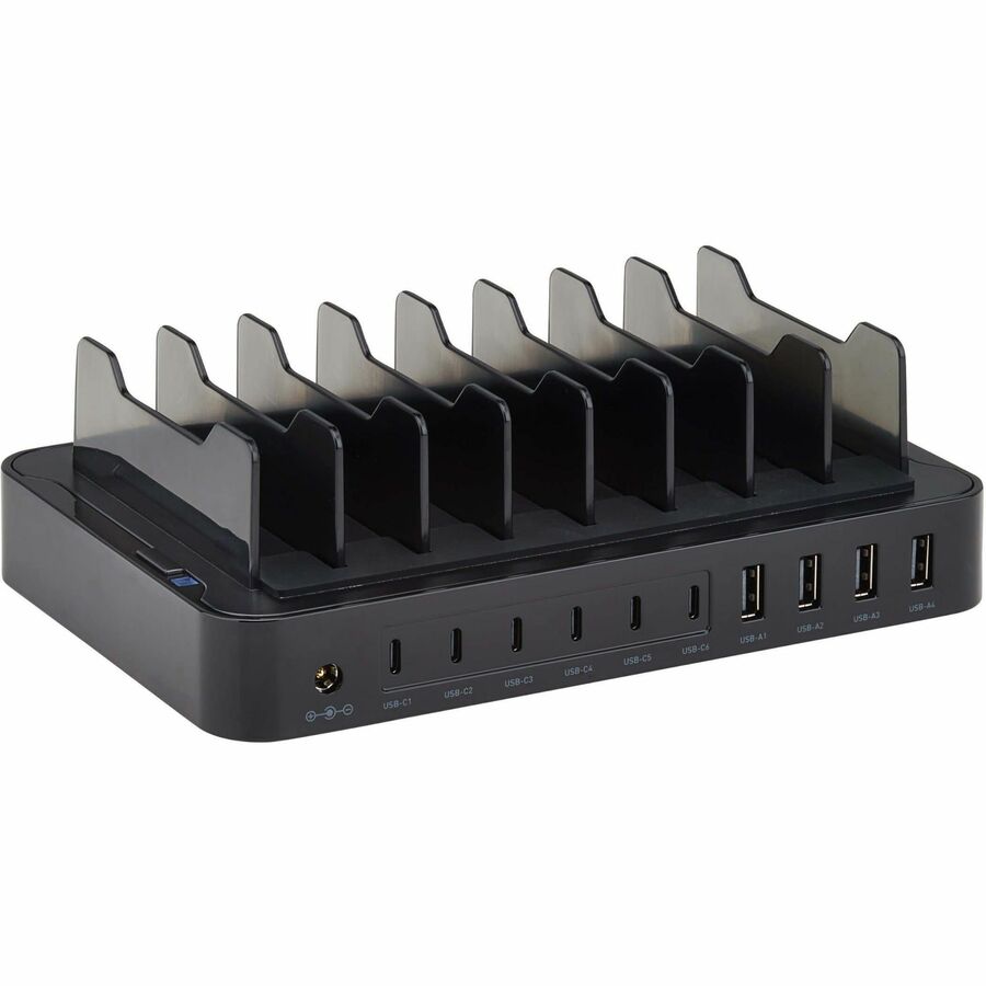 10-PORT USB CHARGING STATION WITH STORAGE BRACKETS - 6 USB-C AND 4 USB-A PORTS,