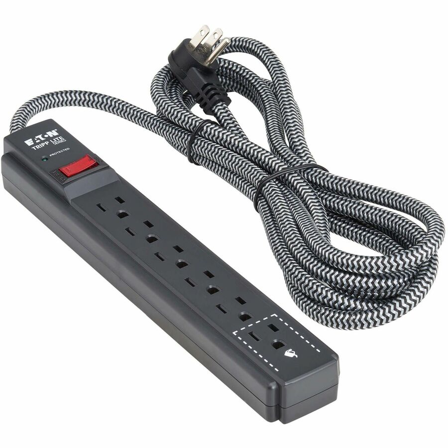 Eaton Tripp Lite Series Protect It! 6-Outlet Surge Protector - 5-15R Outlets, 1200 Joules, 10 ft. (3 m) Braided Cord, Black
