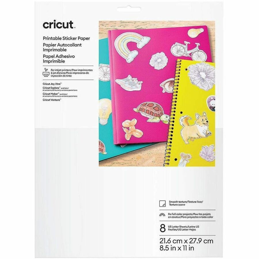 cricut Printable Sticker Project Paper - 8 1/2" (215.90 mm) x 11" (279.40 mm) - Jam-free - White