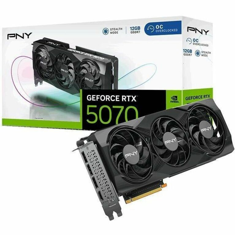 PNY GEFORCE RTX 5070 12GB OVERCLOCKED TRIPLE FAN GRAPHICS CARD