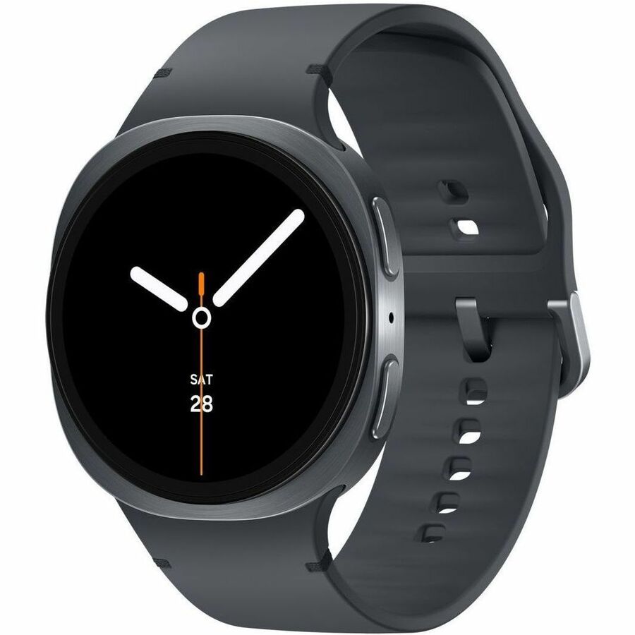 Samsung Galaxy Watch8 (Bluetooth, 44 mm) - 1.81" (46 mm) - 1.72" (43.70 mm) - Heart Rate Monitor, ECG Sensor, Temperature Sensor - Sleep Monitor, Text Messaging, Food/Calorie Log, Phone - Stress, Heart Rate, Blood Pressure, Sleep Quality, Calories Burned, Steps Taken - SamsungPenta-core (5 Core) - 32 GB - 2 GB Standard Memory - Bluetooth - GPS - 30 Hour - Wireless - Graphite, Gray - Graphite Case Color - Armor Aluminum Case Material - Running, Cycling, Tracking, Health & Fitness, Workout -