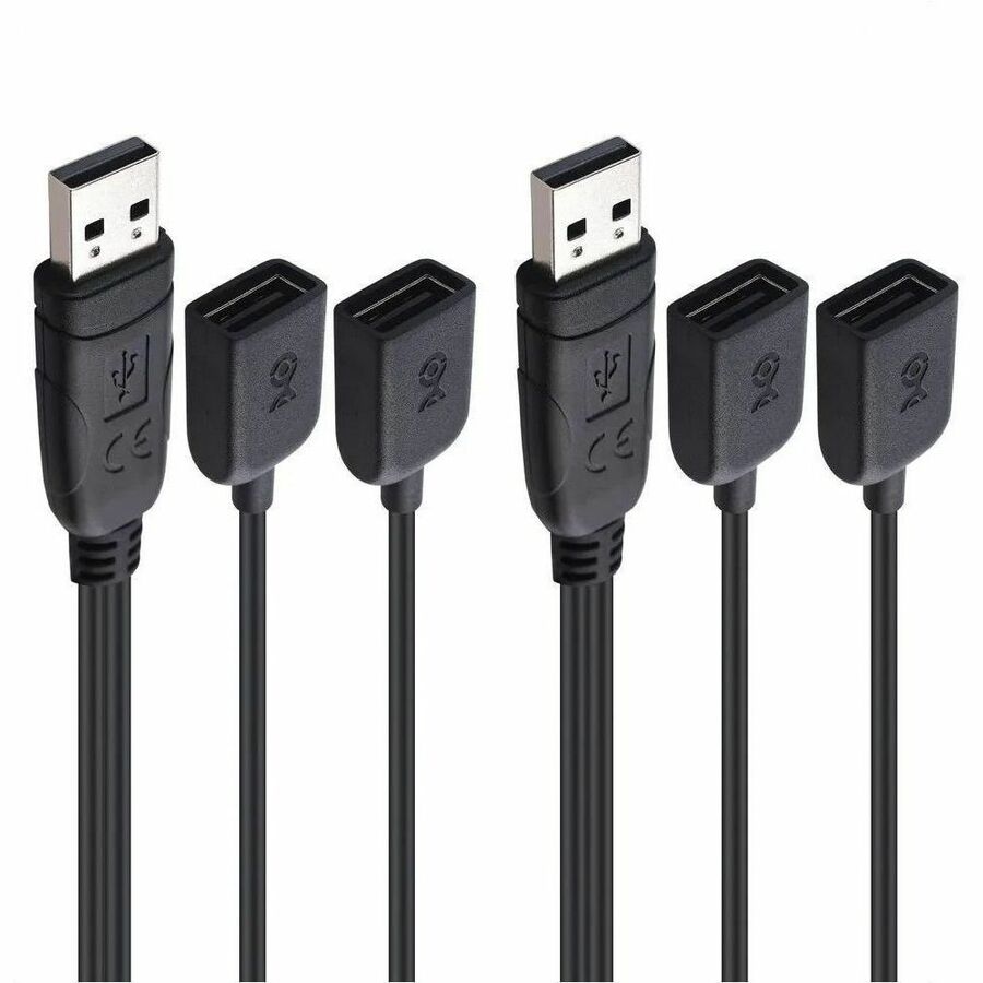 2-PACK USB 2.0 Y SPLITTER - USB MALE TO DUAL USB FEMALE